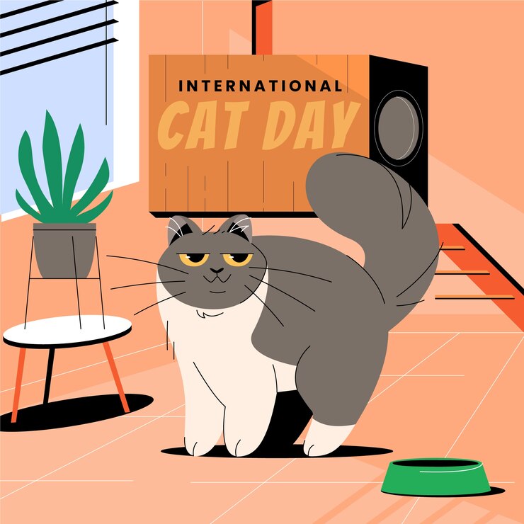 flat international cat day illustration 23 2149489898