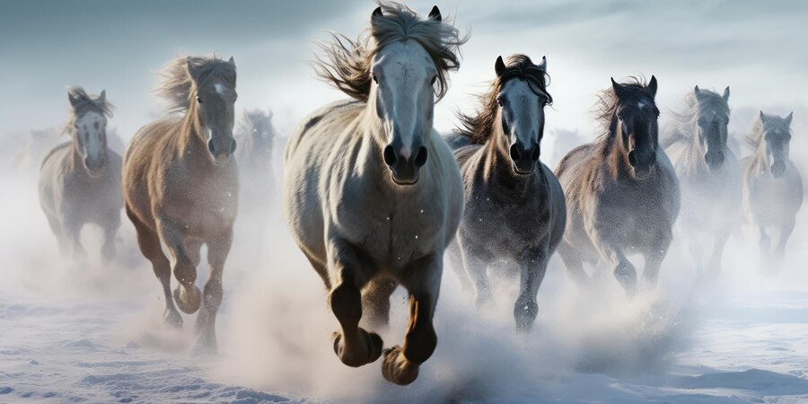 wild horses charges through snowstorm 91128 4596